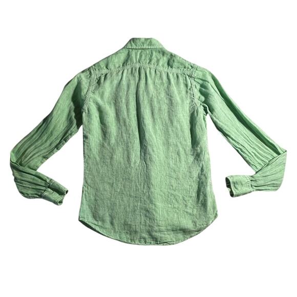 Ralph Lauren Womens - Sz 4 - Linen Bright Green Long Sleeve Button Down - EUC - Picture 2 of 7